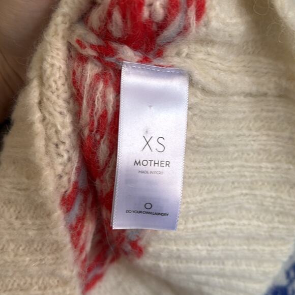 Mother The Wide Sleeve Fair Isle Jumper Cropped Sweater Size XS The Longest Run - Picture 4 of 6